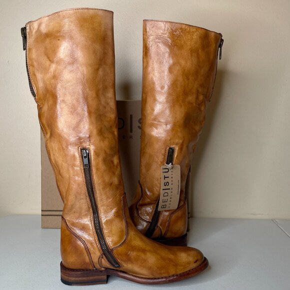 BED STU Tess Rustic Tan Distressed Tall Leather Riding Boots BedStu Size 7.5 - Picture 5 of 16
